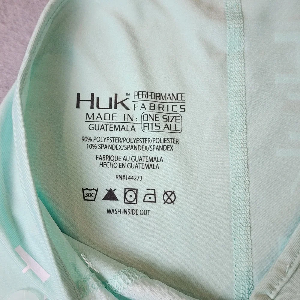 Huk Fishing Neck Gaiter Sun Shield Performance Mesh Seafoam Green Pink Logo NWOT